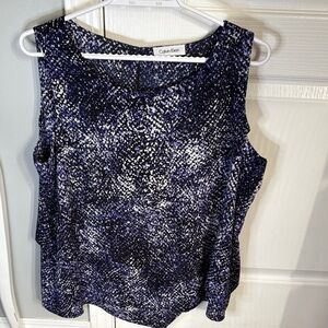 Calvin Klein Women's Black and White Patterned Tank Top